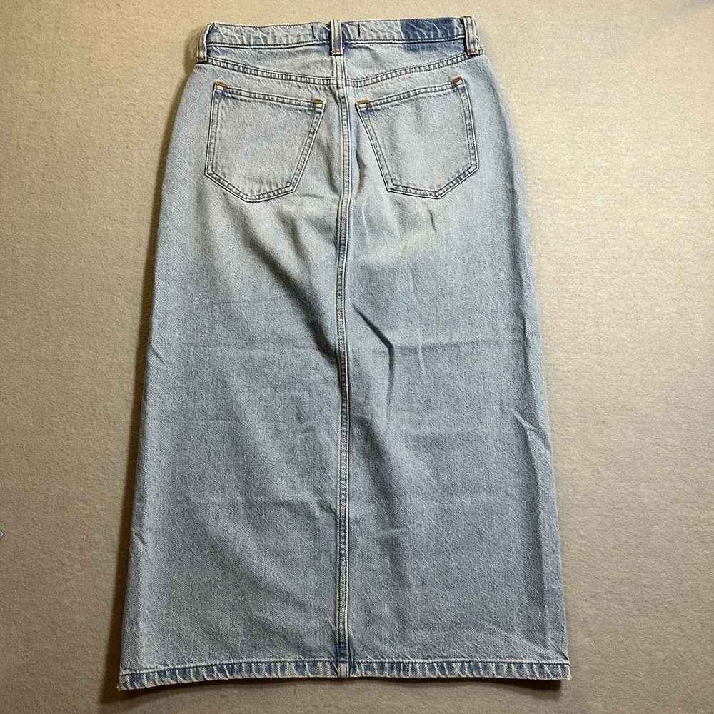 Abercrombie & Fitch High Rise Denim Skirt Womens 25 0 Light Wash Blue Front Slit